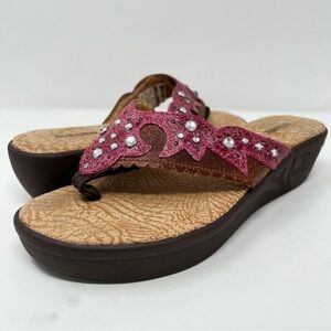 Durango Pink and Brown Embellished Sandals